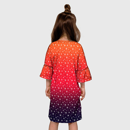 Детское платье Градиент оранжево-фиолетовый со звёздочками / 3D-принт – фото 4