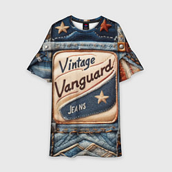 Платье клеш для девочки Vintage vanguard jeans - patchwork, цвет: 3D-принт