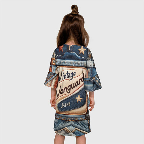 Детское платье Vintage vanguard jeans - patchwork / 3D-принт – фото 4