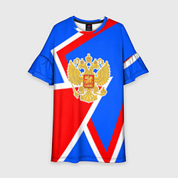 Платье клеш для девочки Герб России - патриотические цвета, цвет: 3D-принт