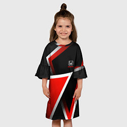Платье клеш для девочки Honda - красные треугольники, цвет: 3D-принт — фото 2
