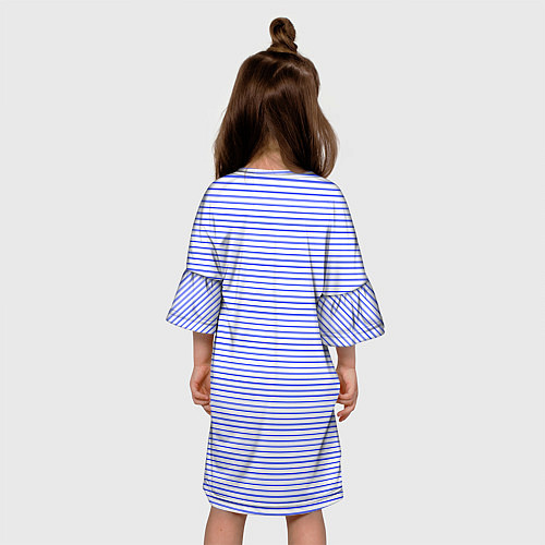 Детское платье Белый в тонкую синюю полоску / 3D-принт – фото 4