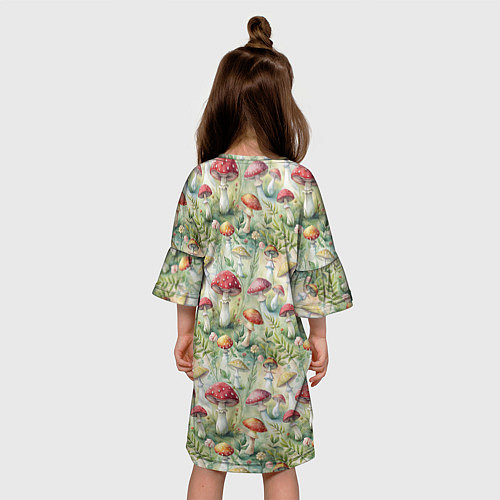 Детское платье Дикие грибы лесные мухоморы / 3D-принт – фото 4