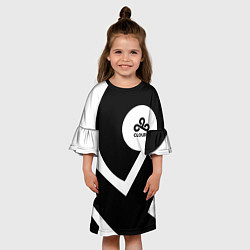 Платье клеш для девочки Cloud9 - black and white, цвет: 3D-принт — фото 2