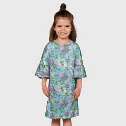 Платье клеш для девочки Паттерн из сирени, цвет: 3D-принт — фото 2