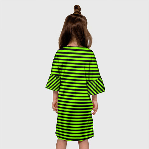 Детское платье Кислотный зелёный в чёрную полоску / 3D-принт – фото 4