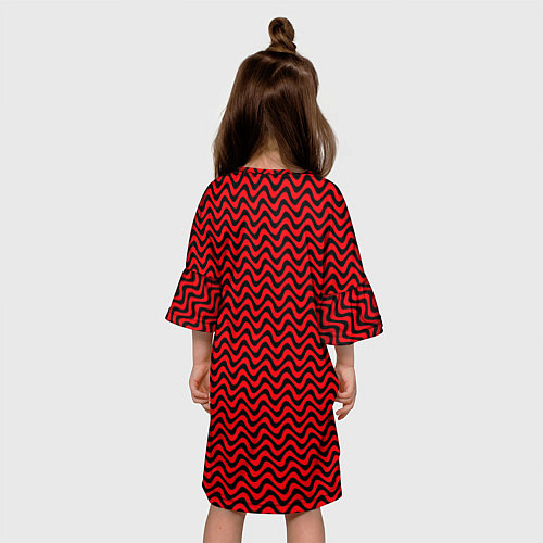 Детское платье Чёрно-красный искажённые полосы / 3D-принт – фото 4