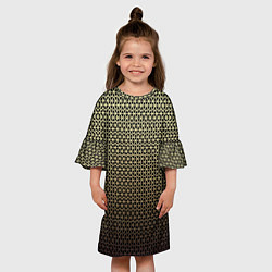 Платье клеш для девочки Паттерн чёрно-бежевый треугольники, цвет: 3D-принт — фото 2