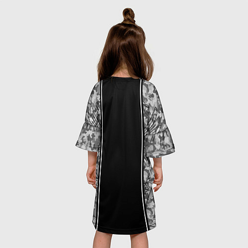 Детское платье Великая отечественная- черно-белый камуфляж / 3D-принт – фото 4