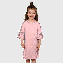 Платье клеш для девочки Светлый розовый в мелкий белый горошек, цвет: 3D-принт — фото 2