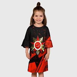 Платье клеш для девочки Великая отечественная - красная абстракция, цвет: 3D-принт — фото 2