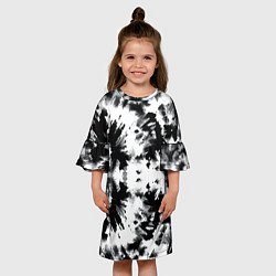 Платье клеш для девочки Серо белый тайдай, цвет: 3D-принт — фото 2