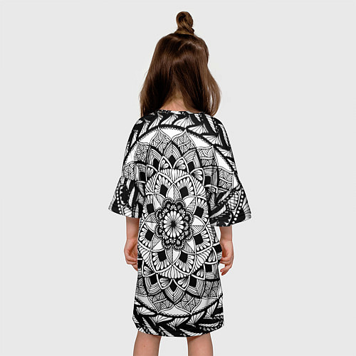 Детское платье Мандала зенарт чёрно-белая / 3D-принт – фото 4