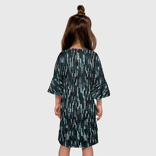 Детское платье Тёмный бирюзовый паттерн полосочки / 3D-принт – фото 4
