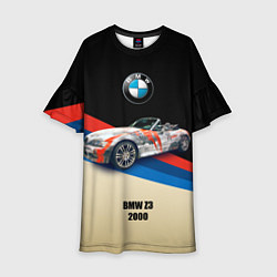 Платье клеш для девочки Немецкий родстер BMW Z3, цвет: 3D-принт