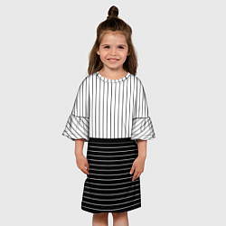 Платье клеш для девочки Полосатый чёрно-белый, цвет: 3D-принт — фото 2