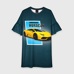 Платье клеш для девочки Спортивная итальянская машина Lamborghini Huracan, цвет: 3D-принт