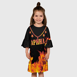 Платье клеш для девочки Арина - имя в огне, цвет: 3D-принт — фото 2