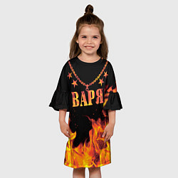 Платье клеш для девочки Варя - имя в огне, цвет: 3D-принт — фото 2