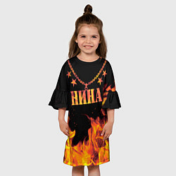 Платье клеш для девочки Нина - имя в огне, цвет: 3D-принт — фото 2