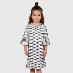 Платье клеш для девочки Белый в маленький чёрный квадрат, цвет: 3D-принт — фото 2