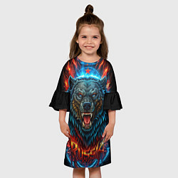 Платье клеш для девочки Russia bear, цвет: 3D-принт — фото 2