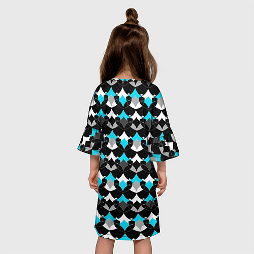 Детское платье Синий с черным и белым геометрический узор / 3D-принт – фото 4