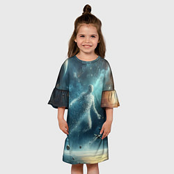 Платье клеш для девочки Человек и космос - нейросеть, цвет: 3D-принт — фото 2