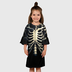 Платье клеш для девочки Человеческий скелет на черном фоне, цвет: 3D-принт — фото 2