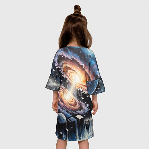 Детское платье Слияние двух галактик - неоновое свечение / 3D-принт – фото 4