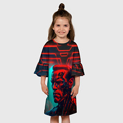 Платье клеш для девочки Терминатор в красном свечении, цвет: 3D-принт — фото 2