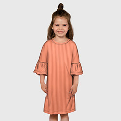 Платье клеш для девочки Тёмный персиковый в полоску, цвет: 3D-принт — фото 2