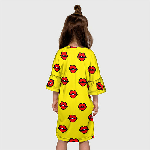 Детское платье Яркий паттерн с губами / 3D-принт – фото 4