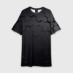 Платье клеш для девочки Камуфляж черных плит, цвет: 3D-принт