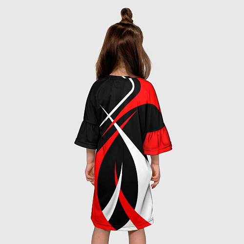 Детское платье Красные и белые линии / 3D-принт – фото 4