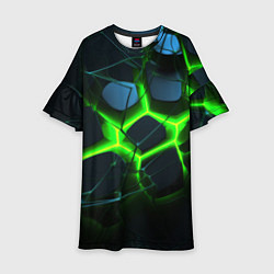 Детское платье Зеленый неон и разлом плит