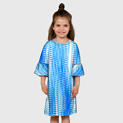 Платье клеш для девочки Бело-голубой полосатый, цвет: 3D-принт — фото 2