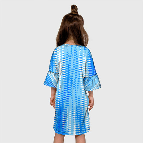 Детское платье Бело-голубой полосатый / 3D-принт – фото 4