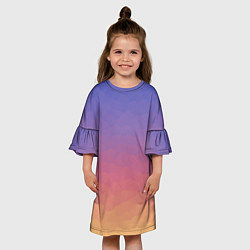 Платье клеш для девочки Эффект рассвета градиентом с кристаллизацией, цвет: 3D-принт — фото 2