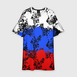 Платье клеш для девочки Российский флаг брызги, цвет: 3D-принт
