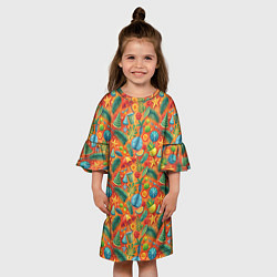 Платье клеш для девочки Летние каникулы микс из паттерна, цвет: 3D-принт — фото 2
