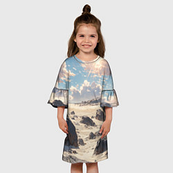 Платье клеш для девочки Аниме пляж, цвет: 3D-принт — фото 2