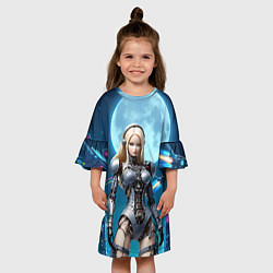 Платье клеш для девочки Кибер Барби из будущего под луной - нейросеть, цвет: 3D-принт — фото 2