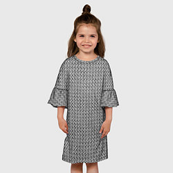 Платье клеш для девочки Чёрно-белый текстурированный полосы, цвет: 3D-принт — фото 2