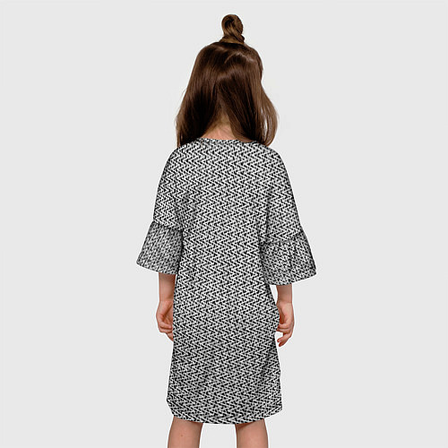 Детское платье Чёрно-белый текстурированный полосы / 3D-принт – фото 4