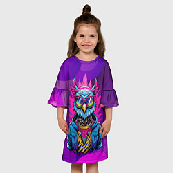 Платье клеш для девочки Стильная сова в одежде, цвет: 3D-принт — фото 2