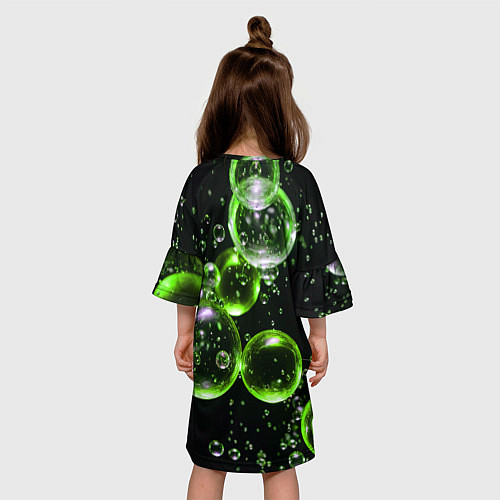 Детское платье Зеленые пузыри на черном / 3D-принт – фото 4