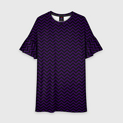 Платье клеш для девочки Чёрно-фиолетовый ломаные полосы, цвет: 3D-принт