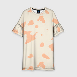 Платье клеш для девочки Бежевый пятнистый паттерн, цвет: 3D-принт