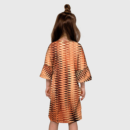 Детское платье Коричневый абстрактные полосы / 3D-принт – фото 4